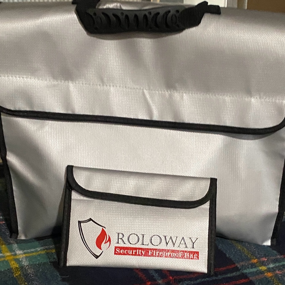 SILVER Roloway Security Fireproof Document Bag -with small money/jewelry/doc bag